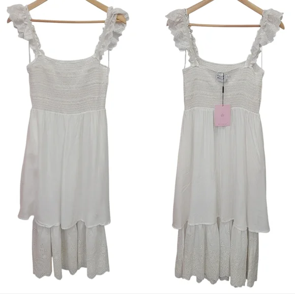 NWT Hello Molly Let Me Fall In Love White Midi Dress Lace Ruffles Women’s M - Picture 13 of 17